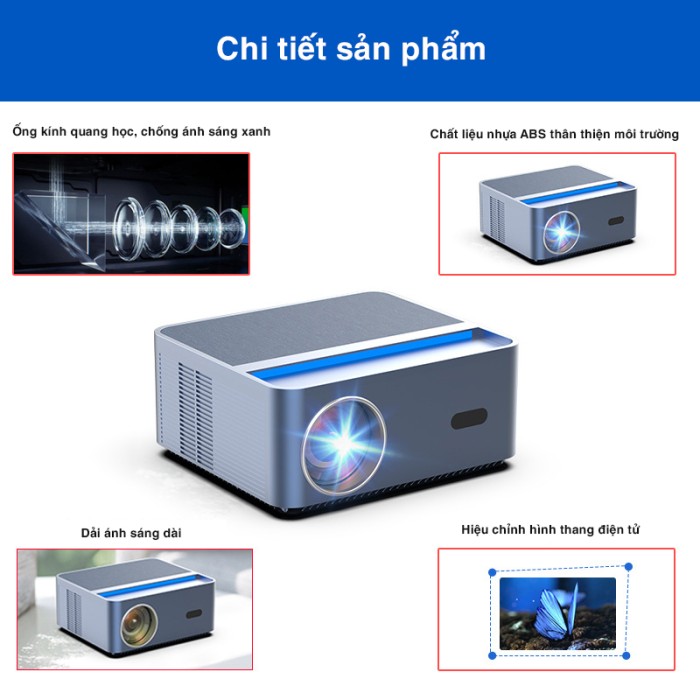 Máy Chiếu Mini, Máy Chiếu 4K - Máy Chiếu Mini Kaw K880 Android 9.0, Full Hd 1080, Kết Nối Điện Thoại, Wifi