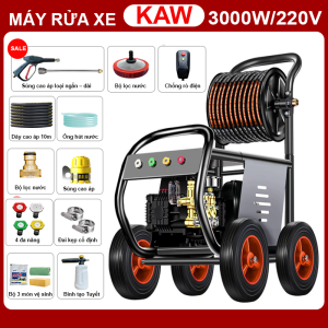 Máy rửa xe cao áp KAW 3000W – Mô tơ đồng, dây 10m, tặng bình bọt tuyết, dùng điện 220V