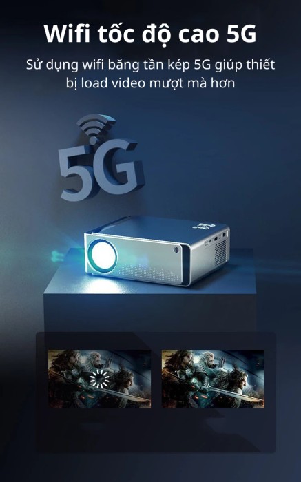 Máy chiếu Mini KAW K850, Hệ điều hành Android 9.0, Full HD 1080p, Kết nối điện thoại, Wifi