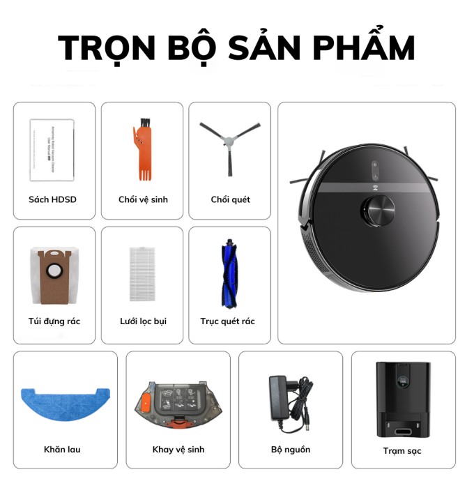 Robot hút bụi thông minh KAW – Công nghệ định vị LDS, lực hút 4000Pa, êm ái chỉ 55dB, đổ rác tự động, bản đồ trực tiếp.