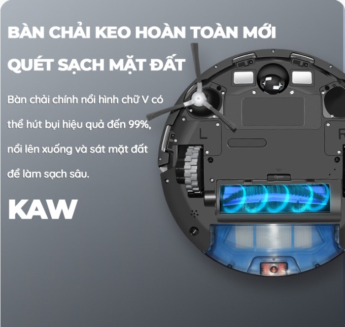 Robot hút bụi thông minh KAW - Lực hút 3200Pa, làm sạch 200m², bảo hành 12 tháng, cao cấp chính hãng