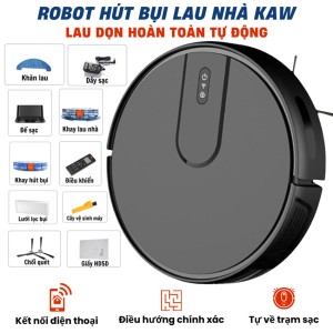 Robot Hút Bụi Lau Nhà KAW – Lực Hút Mạnh, Cảm Biến Chống Rơi, Tự Động Sạc, Điều Khiển Qua APP Tiếng Việt