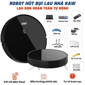 Robot hút bụi thông minh KAW - Lực hút 3200Pa, làm sạch 200m², bảo hành 12 tháng, cao cấp chính hãng