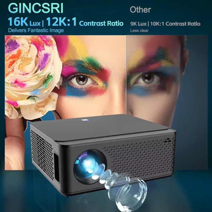 Máy Chiếu Android 4K 1080P - Độ Sáng 800 ANSI,Trình Chiếu Gia Đình & Văn Phòng
