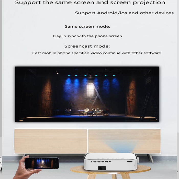 Máy chiếu YG550 Full HD 1080p, Android 9.0, 8000 Lumens, kết nối WiFi. 