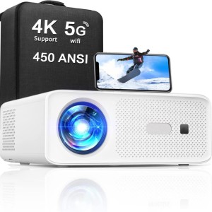 Máy Chiếu Mini 4K 5G WiFi 6000 Lumens - Hỗ Trợ Trình Chiếu Không Dây
