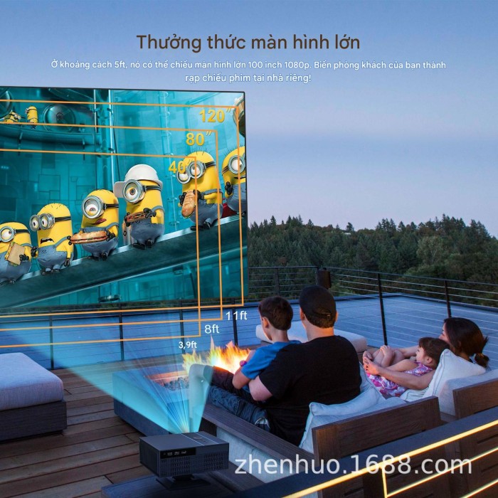 Máy chiếu KAW MC036 - Rạp phim 200 inch, độ sáng 18.000 lumen, giải trí chuẩn 4K