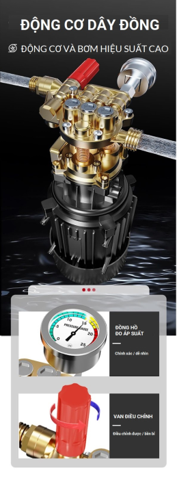 Máy rửa xe KAW EcoWash K-2000M, Máy rửa xe mini áp lực cao, Phun xịt mạnh mẽ