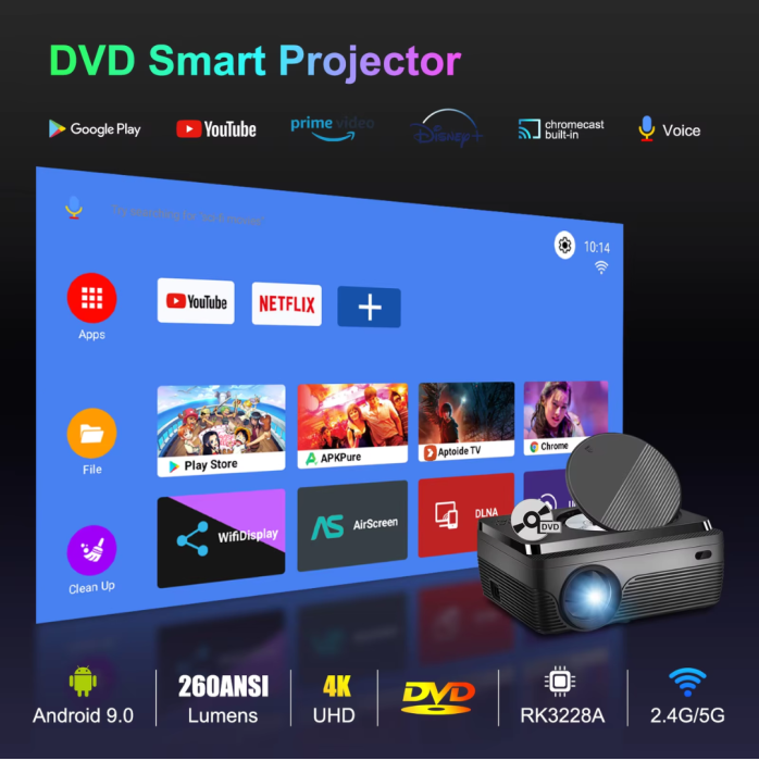 Máy Chiếu KAW 007D - "Rạp Phim Di Động" Đa Năng, Hình Ảnh Sắc Nét Chuẩn 1080P