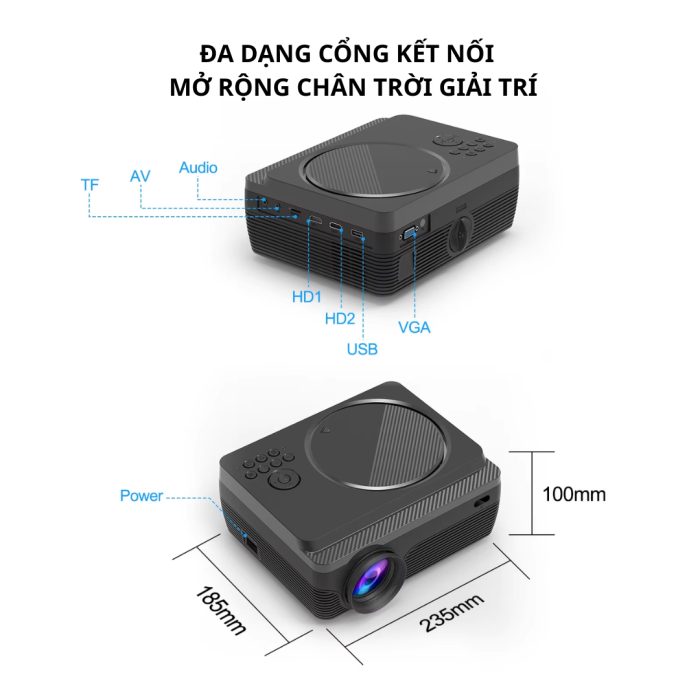 Máy Chiếu KAW 007D - "Rạp Phim Di Động" Đa Năng, Hình Ảnh Sắc Nét Chuẩn 1080P