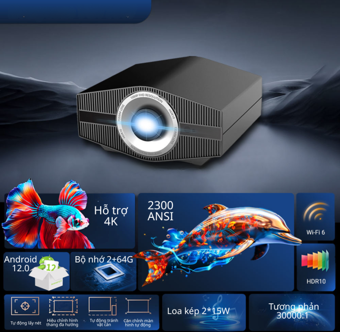 Máy Chiếu 007B - Rạp Phim 4k Đích Thực Ngay Tại Nhà! Công Nghệ Đỉnh Cao - Giải Trí Đẳng Cấp - Không Gian Sống Nâng Tầm