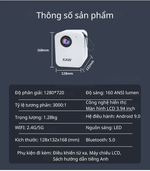 Máy Chiếu KAW 007C - Giải Pháp Trình Chiếu Thông Minh, Đa Năng Cho Mọi Gia Đình