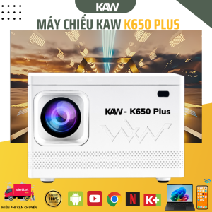 Máy chiếu 4K siêu nét Kaw K650 Plus, Giá rẻ, Chất lượng, độ nét Full HD 1080p, Tích hợp WiFi, Bluetooth