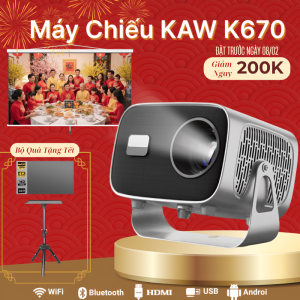 Máy chiếu mini 4K K670 Plus - Cao cấp, nhỏ gọn, kết nối WiFi Bluetooth, bảo hành 12 tháng