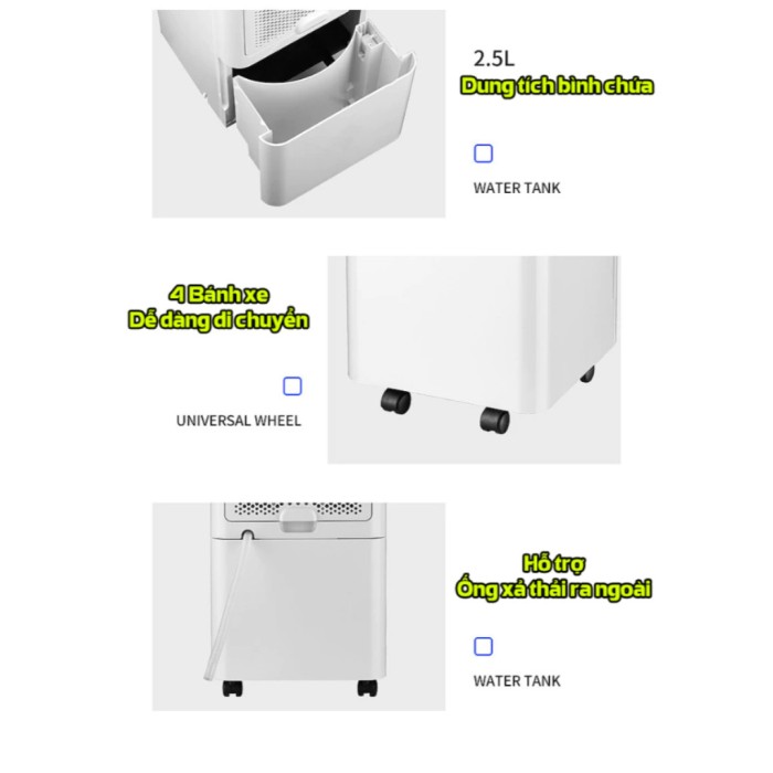 Máy Hút Ẩm KAW 12L - Máy Hút Ẩm Thông Minh Cho Phòng Ngủ, Phòng Khách, Có Chế Độ Sấy Quần Áo