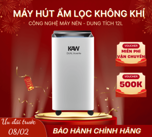 Máy Hút Ẩm KAW 12L - Máy Hút Ẩm Thông Minh Cho Phòng Ngủ, Phòng Khách, Có Chế Độ Sấy Quần Áo