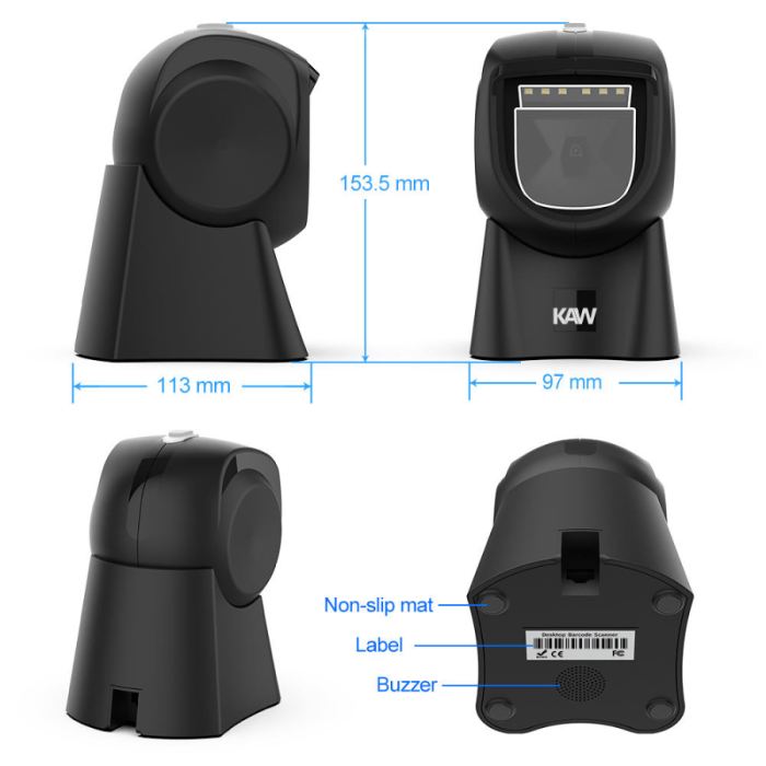 Máy Quét Mã Vạch Để Bàn KAW 136K Có Dây USB – Scanner 2D Tự Động, Quét QR & Barcode Nhanh, Công Nghệ CMOS