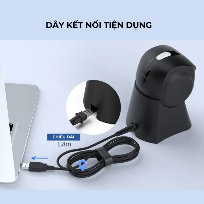 Máy Quét Mã Vạch Để Bàn KAW 136K Có Dây USB – Scanner 2D Tự Động, Quét QR & Barcode Nhanh, Công Nghệ CMOS
