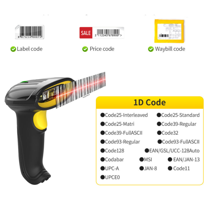 Máy Bắn Mã Vạch KAW 136I Không Dây – Scanner Laser 1D Cầm Tay, Quét Barcode Nhanh, Kết Nối 2.4G Ổn Định, Bảo Hành Chính Hãng