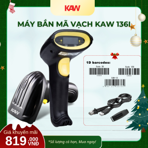 Máy Bắn Mã Vạch KAW 136I Không Dây – Scanner Laser 1D Cầm Tay, Quét Barcode Nhanh, Kết Nối 2.4G Ổn Định, Bảo Hành Chính Hãng copy