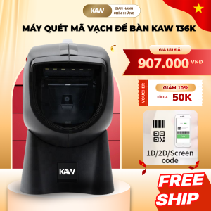 Máy Quét Mã Vạch Để Bàn KAW 136K Có Dây USB – Scanner 2D Tự Động, Quét QR & Barcode Nhanh, Công Nghệ CMOS