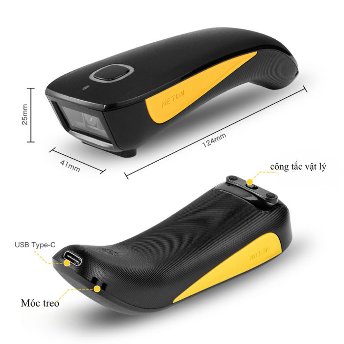 Máy Quét Mã Vạch Không Dây 2D KAW 131A – Scanner Barcode Cầm Tay Kết Nối USB, Đọc QR Code, Khoảng Cách Truyền Dữ Liệu Xa