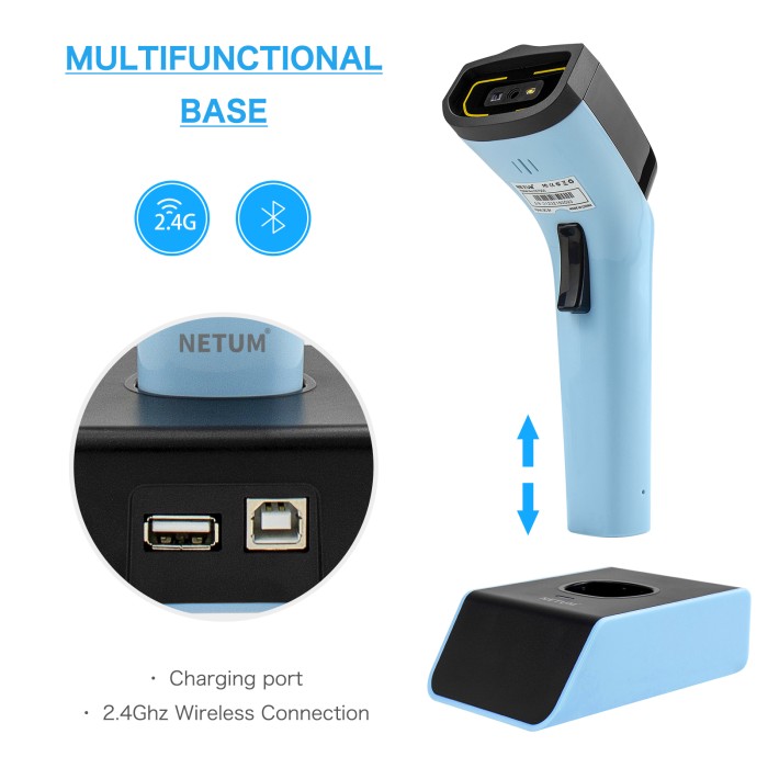 Máy Quét Mã Vạch Đế Sạc Không Dây KAW K141S 2D/QR Cao Cấp – Kết Nối Bluetooth, Tự Động Quét, Pin Lâu, Tốc Độ Cao