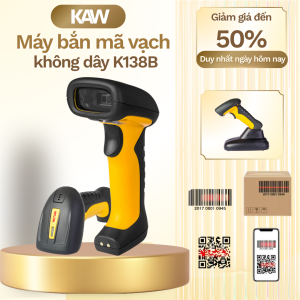 Máy Quét Mã Vạch Không Dây KAW K138B 2D/QR Công Nghiệp – Kết Nối Bluetooth & USB, Tốc Độ Cao, Pin Lớn, Quét Chính Xác