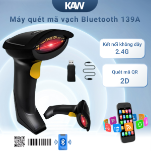 Máy Quét Mã Vạch Không Dây Bluetooth KAW K139A – Scanner 1D/2D, Kết Nối USB & 2.4G, Tốc Độ Cao, Pin Lâu