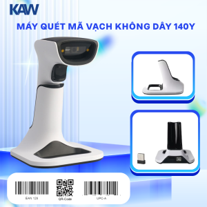Máy Bắn Mã Vạch Không Dây KAW 140Y – Scanner 2D/QR Bluetooth & USB, Tốc Độ Cao, Pin Lâu, Kết Nối Ổn Định