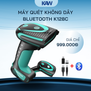 Máy Quét Mã Vạch Không Dây Công Nghiệp KAW 128C – Scanner Barcode 1D/2D QR 3 Trong 1 Bluetooth, Wireless 2.4G & USB Có Chân Đế