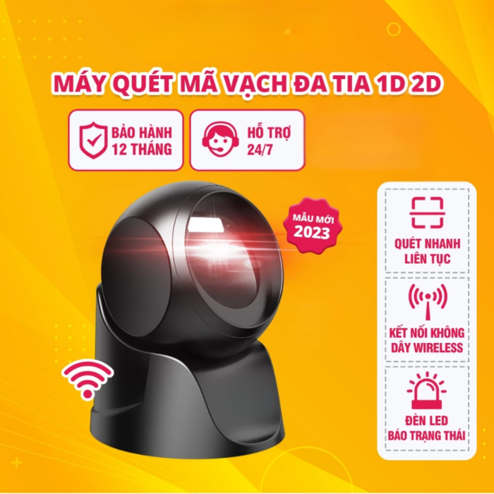 Máy Quét Mã Vạch KAW K143A Không Dây 1D/2D – Kết Nối WiFi & USB, Quét Nhanh Chính Xác Cho Bán Hàng