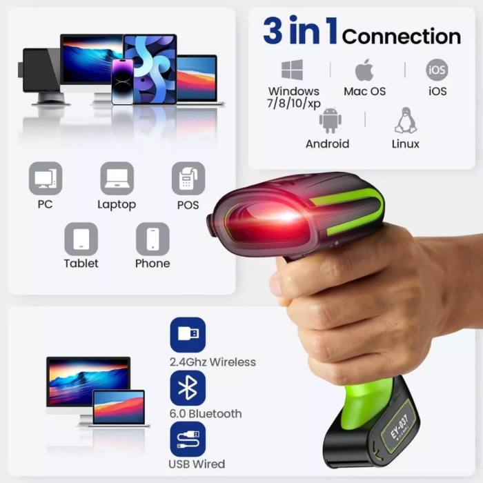 MÁY QUÉT MÃ VẠCH KHÔNG DÂY KAW 139Z 2D CHUYÊN DỤNG – KẾT NỐI BLUETOOTH/USB, PIN KHỦNG, QUÉT NHANH CHÍNH XÁC