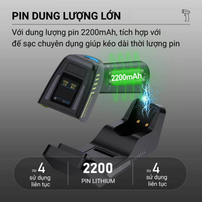 MÁY QUÉT MÃ VẠCH KAW 288A KHÔNG DÂY – SCANNER 2D CẦM TAY, QUÉT QR/CCCD, PIN LỚN, CÓ MÀN HÌNH