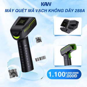 MÁY QUÉT MÃ VẠCH KAW 288A KHÔNG DÂY – SCANNER 2D CẦM TAY, QUÉT QR/CCCD, PIN LỚN, CÓ MÀN HÌNH
