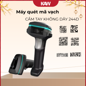 Máy Quét Mã Vạch KAW 244D Cầm Tay Không Dây 1D/2D – Kết Nối USB/Bluetooth, Pin Trâu Quét Nhanh Chính Xác