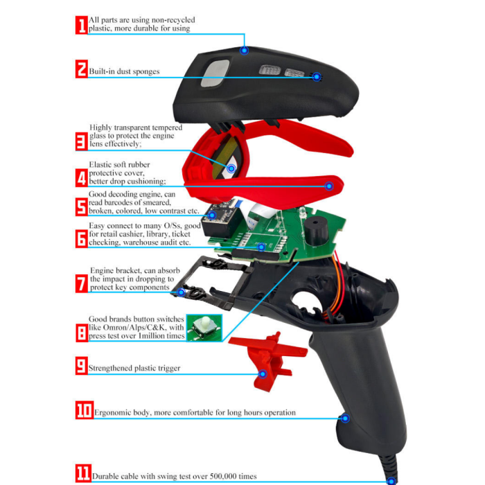 MÁY QUÉT MÃ VẠCH 1D KAW 139A CÓ DÂY USB – QUÉT NHANH, ĐỘ BỀN CAO, CHUYÊN DỤNG BÁN HÀNG