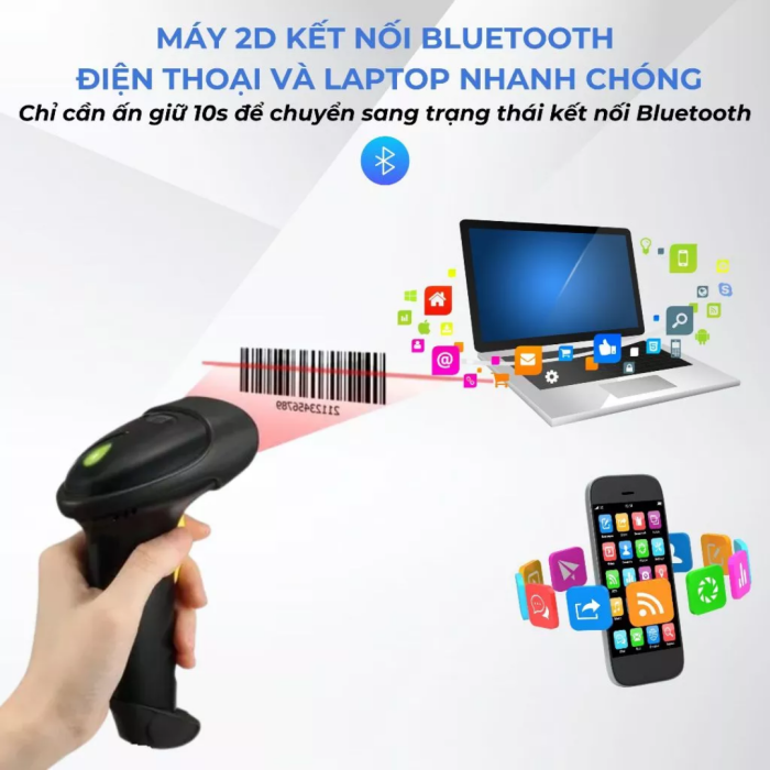 Máy Quét Mã Vạch Không Dây Bluetooth KAW 136E – Tốc Độ Quét Nhanh, Độ Chính Xác Cao, Kết Nối Linh Hoạt