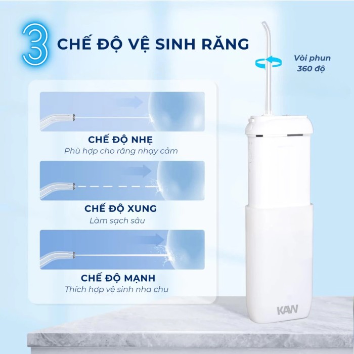 MÁY TĂM NƯỚC MINI KAW 386I: ĐỘT PHÁ CÔNG NGHỆ CHĂM SÓC RĂNG MIỆNG DI ĐỘNG