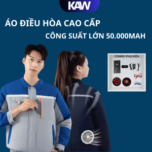 Áo Điều Hòa Bảo Hộ Lao Động KAW 558O Cao Cấp – Pin 50.000mAh, Quạt Làm Mát 3 Tốc Độ, Chống Nắng, Chống UV, Dùng 12H