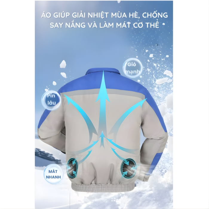 Áo Điều Hòa Việt Nam Cao Cấp 558U Xanh Da Trời – Áo Quạt Làm Mát Thoáng Khí, Giảm Nhiệt Nhanh Cho Mùa Nóng