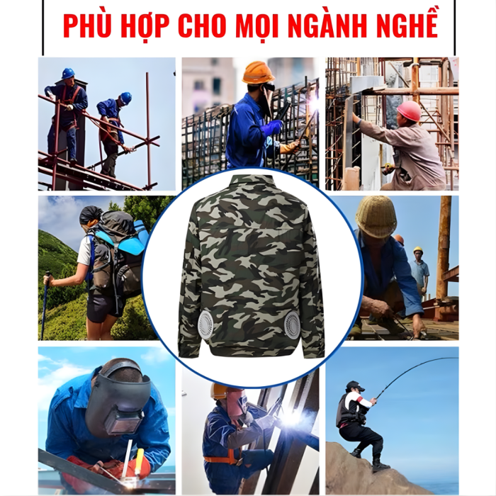Áo Điều Hòa KAW 558C Rằn Ri – Áo Quạt Làm Mát Ngụy Trang Bền Bỉ, Giảm Nhiệt Nhanh Cho Công Trình