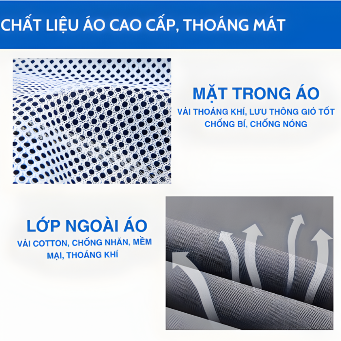 Áo Điều Hòa Việt Nam 558Q Màu Xám Cao Cấp – Áo Quạt Làm Mát Bền Bỉ, Thoáng Khí, Chống Nóng Hiệu Quả