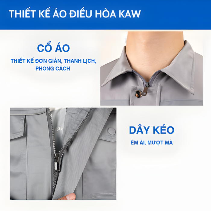 Áo Điều Hòa Việt Nam 558Q Màu Xám Cao Cấp – Áo Quạt Làm Mát Bền Bỉ, Thoáng Khí, Chống Nóng Hiệu Quả