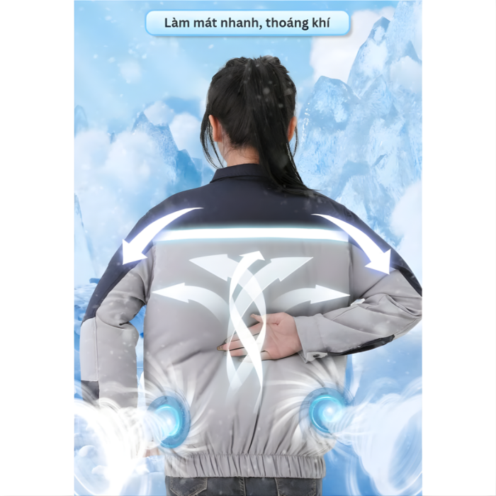 Áo Điều Hòa Việt Nam Cao Cấp 558U Xám Than – Áo Quạt Làm Mát Bền Bỉ, Thoáng Khí, Giảm Nhiệt Hiệu Quả