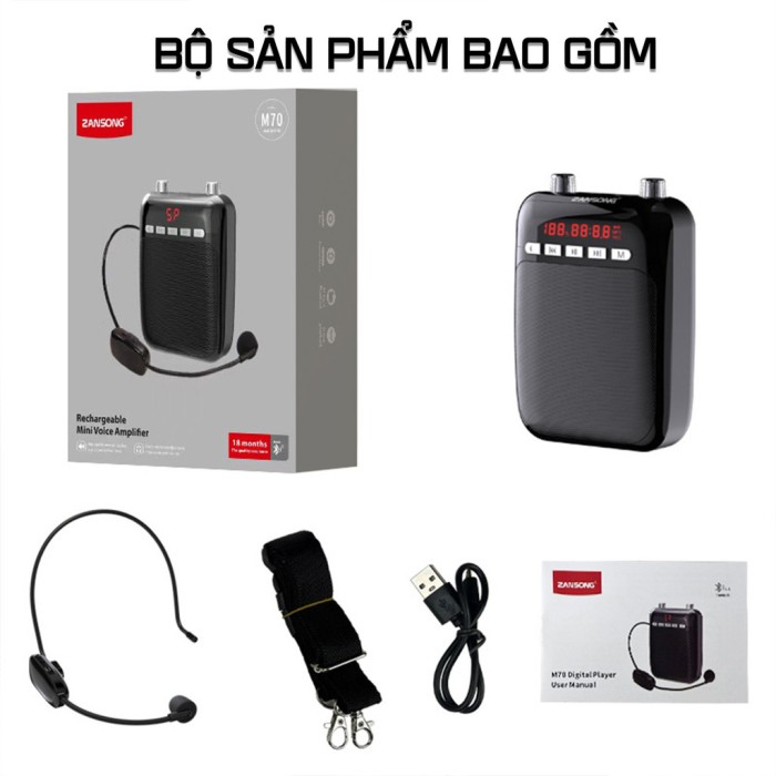 Máy trợ giảng Zansong M70 - Công suất 15W, Âm thanh cực rõ, Giá tốt