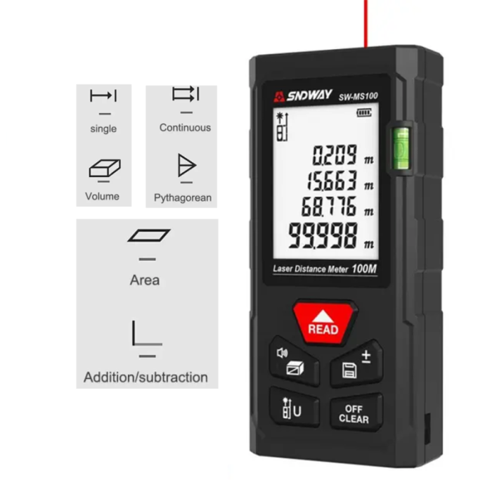 Thước Đo Khoảng Cách Laser SNDWAY 100m Chính Hãng - Tầm Xa Tuyệt Đối