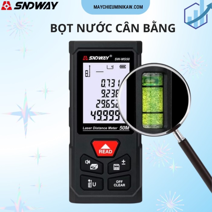 Thước Đo Laser 50m SNDWAY Giá Rẻ, Đo Nhanh 0.5s - Sai Số Cực Thấp