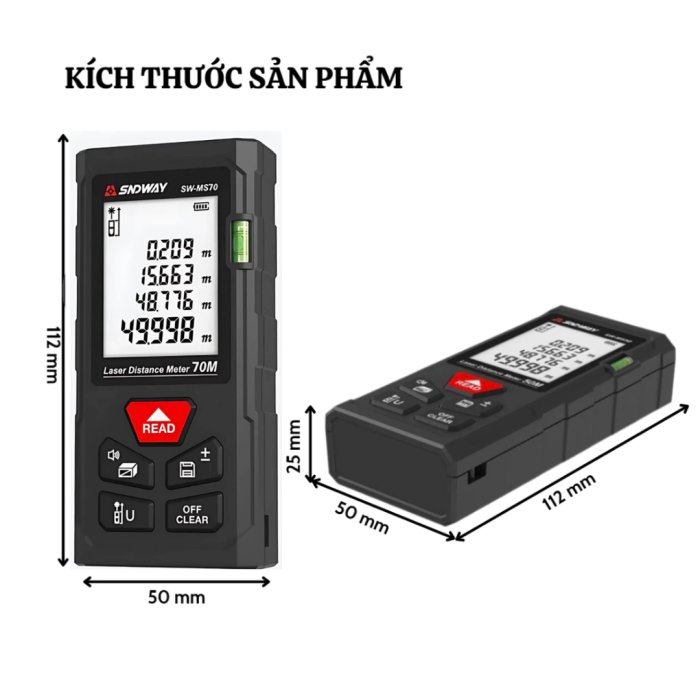 Máy Đo Khoảng Cách SNDWAY 70m, Thước Thủy Điện Tử, Chính Xác Cao