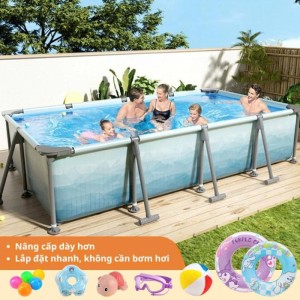 Bể Bơi Khung Kim Loại KAW 4m Chịu Lực Khủng, Dùng Tới 10 Năm
